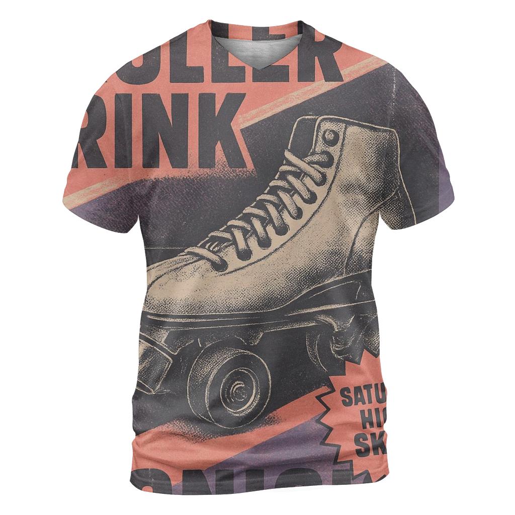 Retro 1990s Roller Rink Night Flyer With Neon Fade creative print fashion shirts