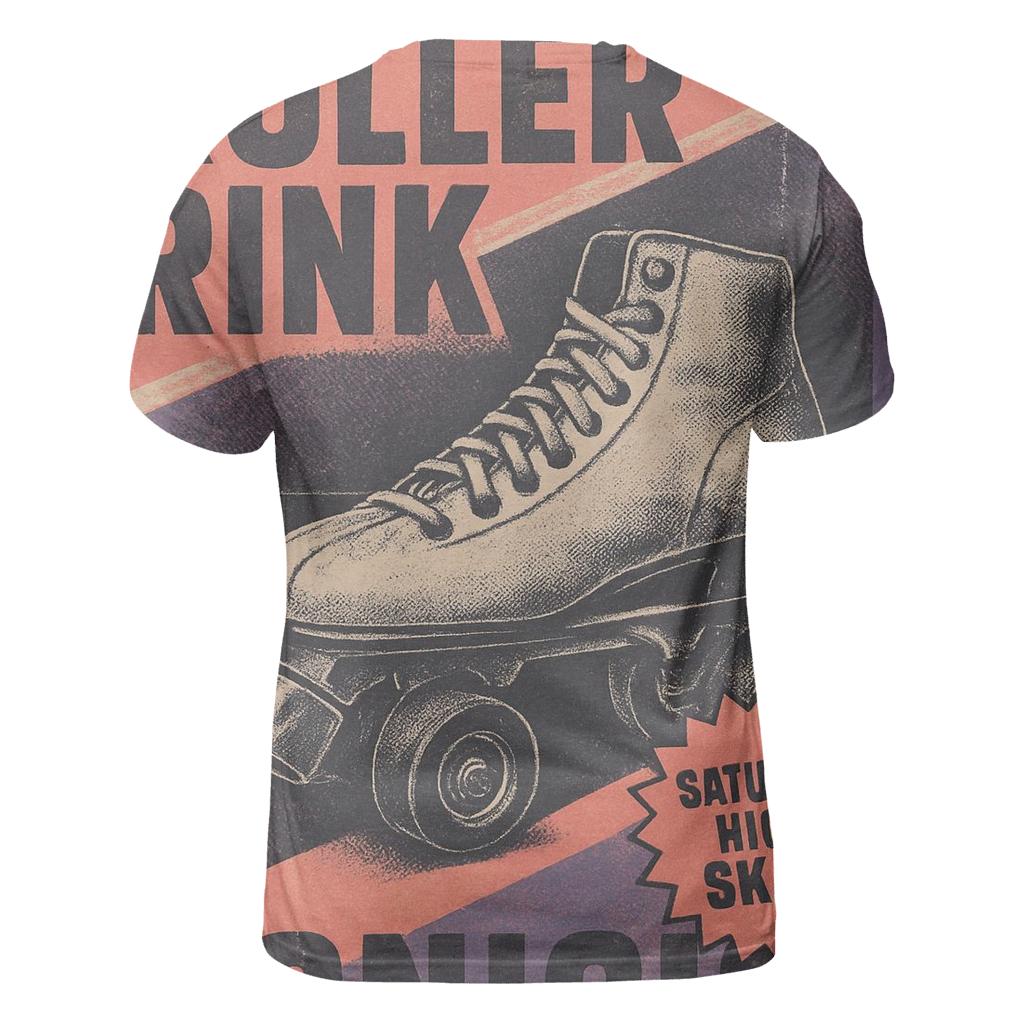 Retro 1990s Roller Rink Night Flyer With Neon Fade creative print fashion shirts