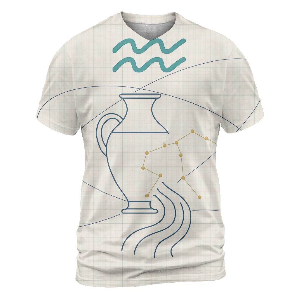 Aquarius Water Bearer Orbital Blueprint artistic all-over print tops