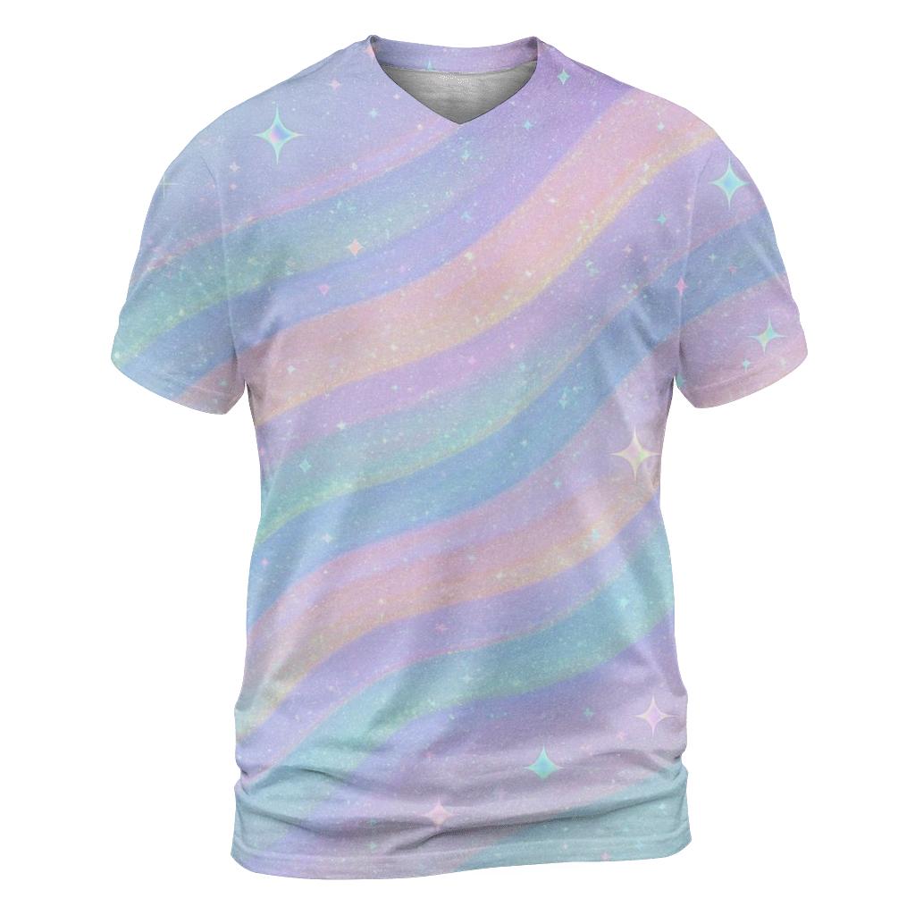 Pastel Aurora Sequin Tide vibrant all-over design tees