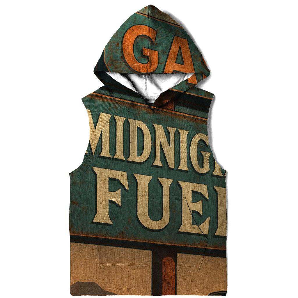 Weathered 1970s Gas Station Moonrise Sign hoodie trends