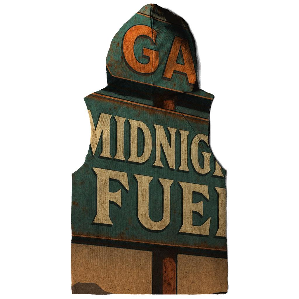 Weathered 1970s Gas Station Moonrise Sign hoodie trends