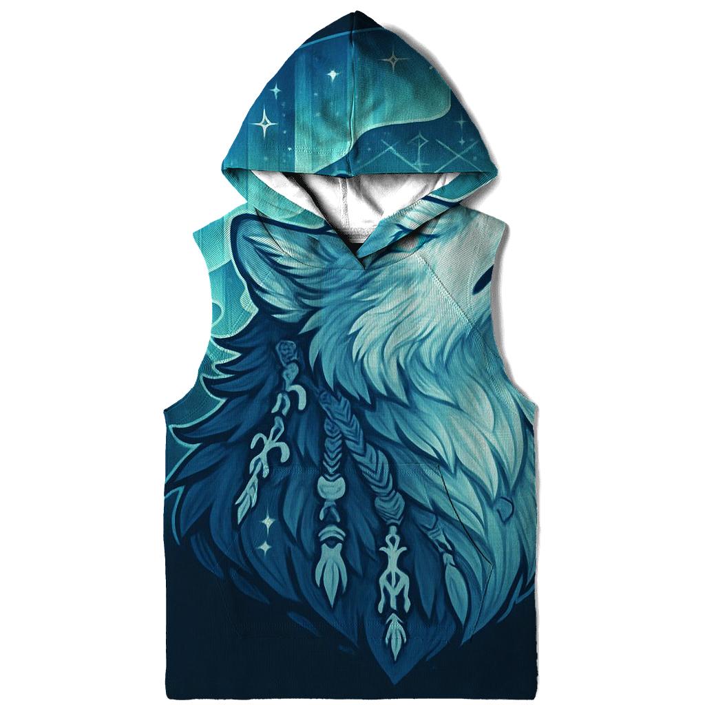 Aurora Bone Shaman Wolf printed hoodies