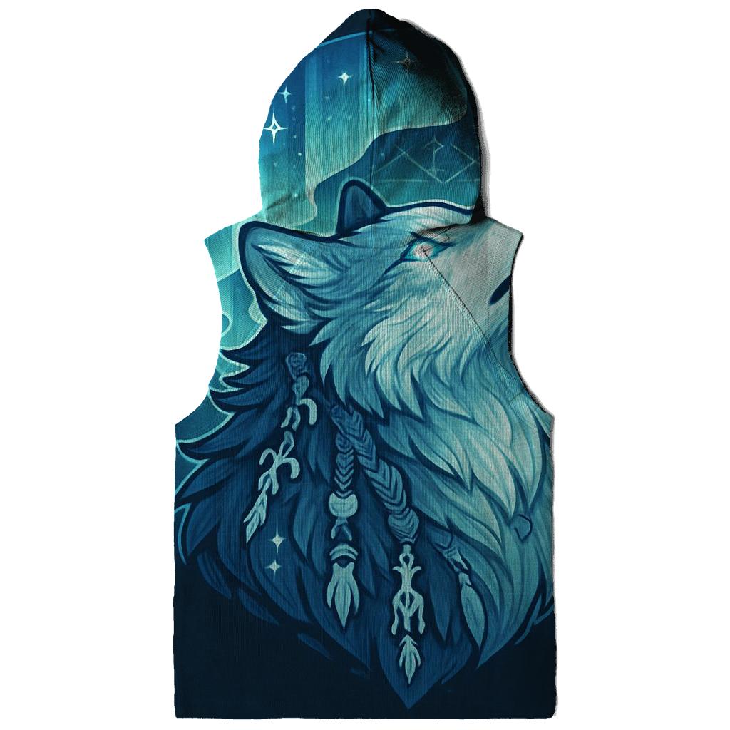 Aurora Bone Shaman Wolf printed hoodies