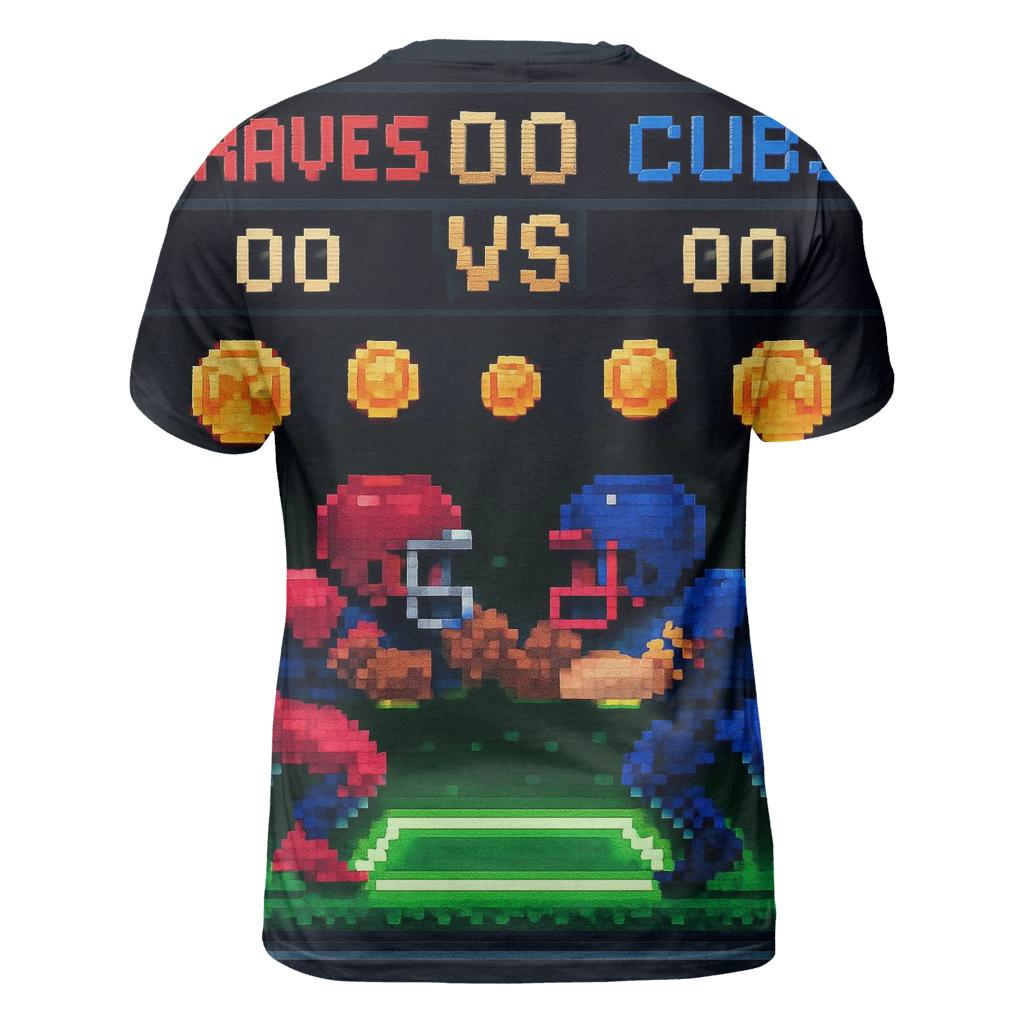 Retro Arcade Helmet Showdown vibrant all-over design tees