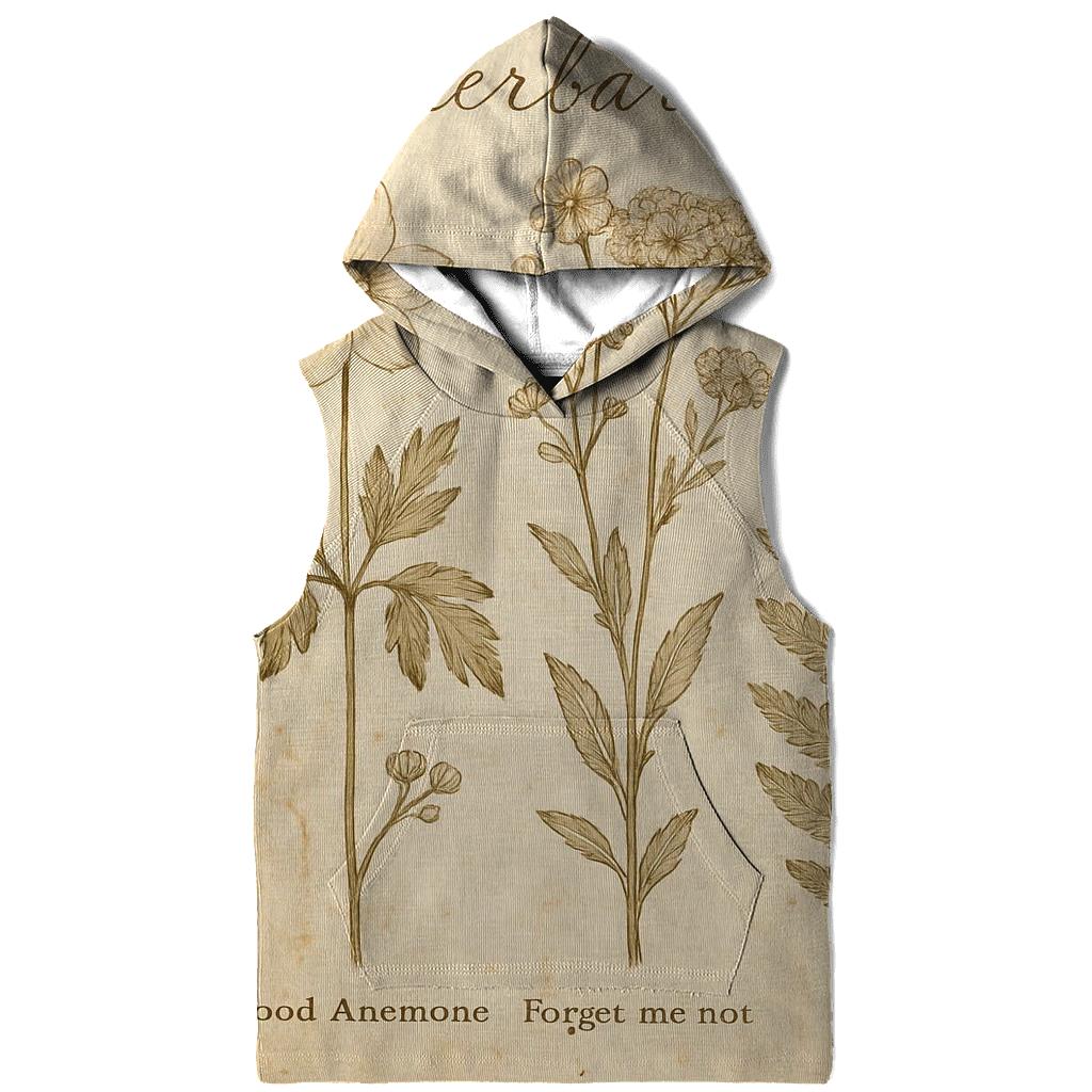 Sepia Botanical Herbarium Postcard With Distressed Stamp Border heavyweight hoodies