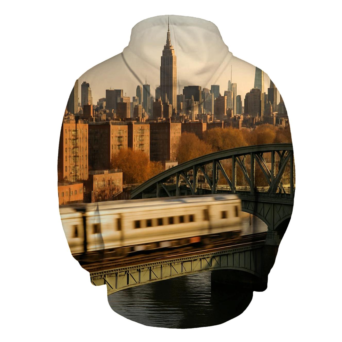Harlem River Framing Midtown Towers printed hoodies