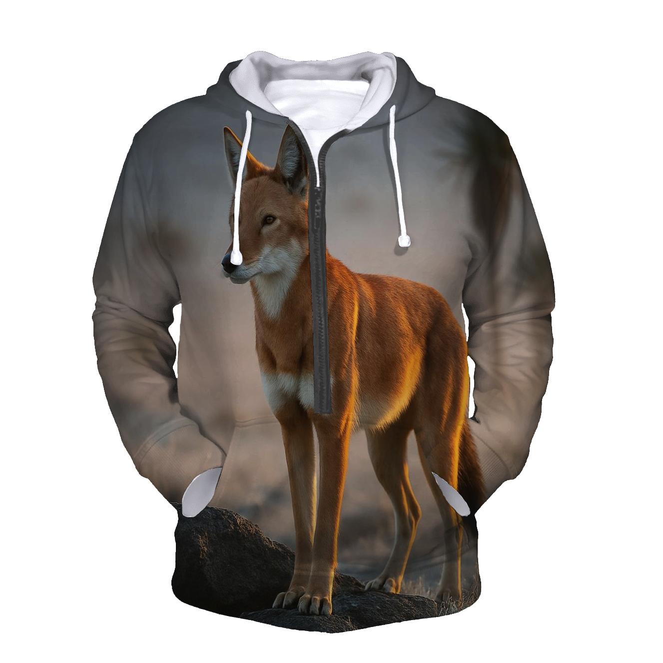 Ethiopian Wolf Sentinel Above The Lobelia Moor lightweight hoodies