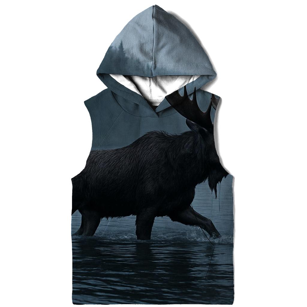 Mist Channel Crossing Moose pullover hoodies