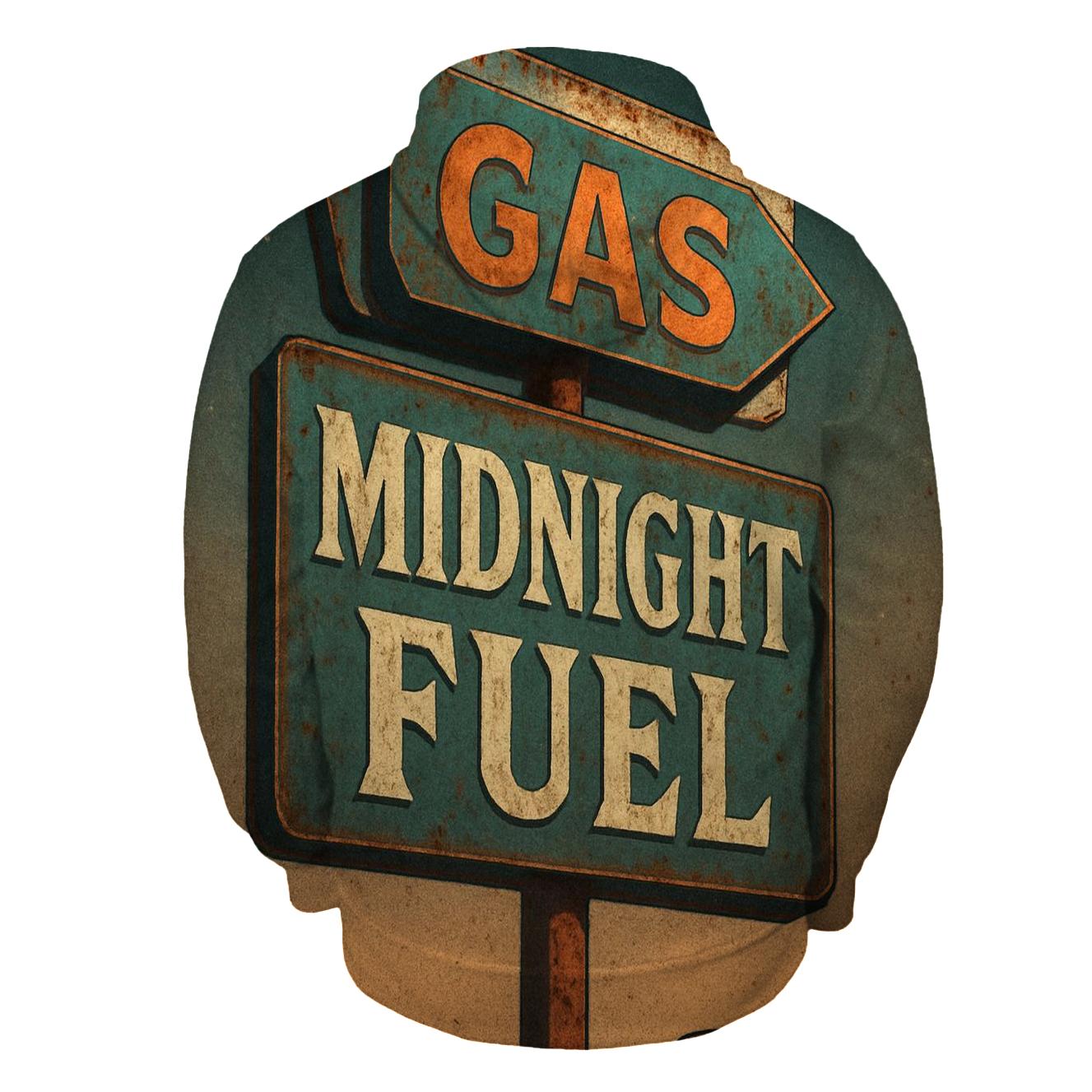 Weathered 1970s Gas Station Moonrise Sign hoodies fashion