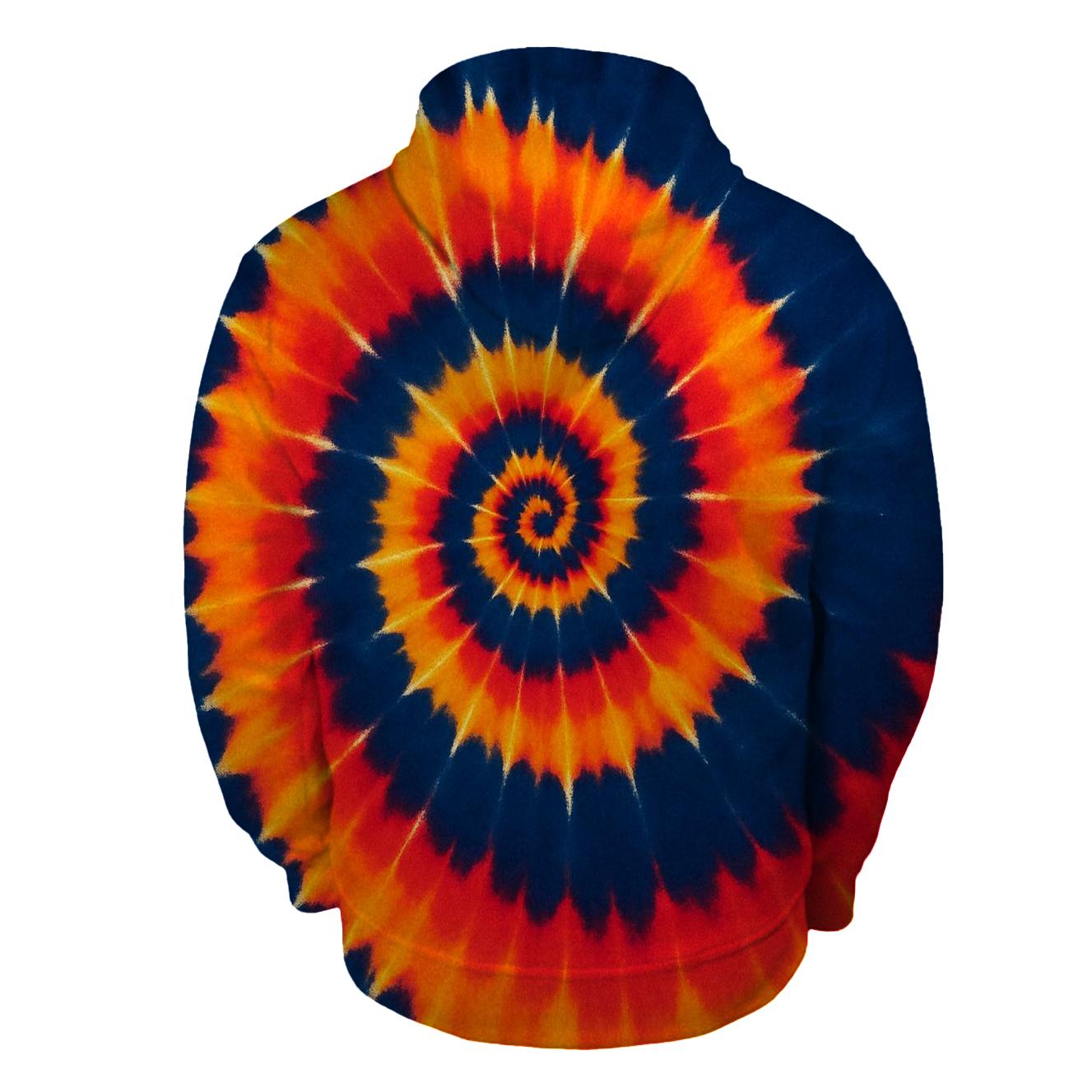 Solar Flare Spiral Overdye Whorl zip-up hoodies