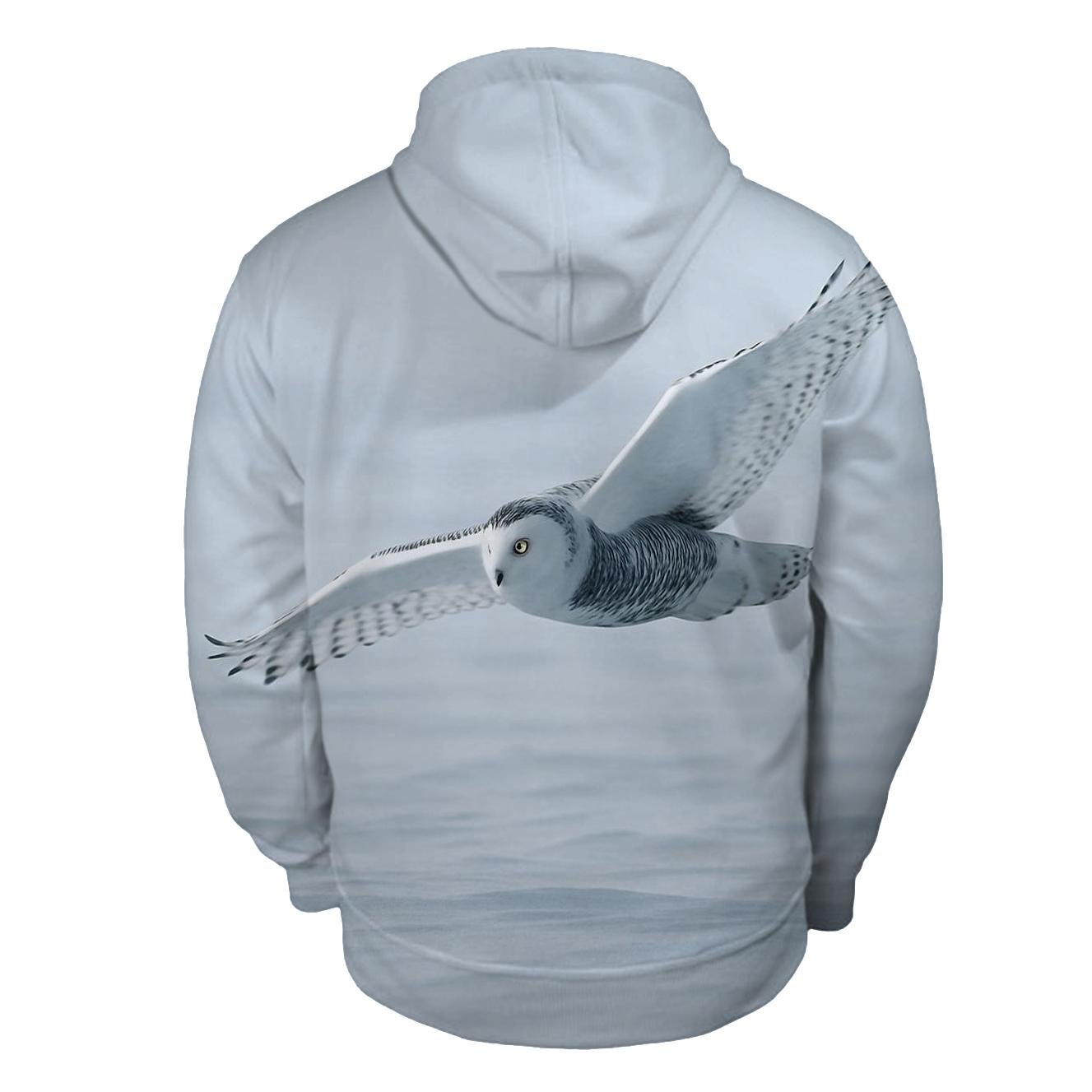 Frostline Forager Snowy Owl graphic hoodies
