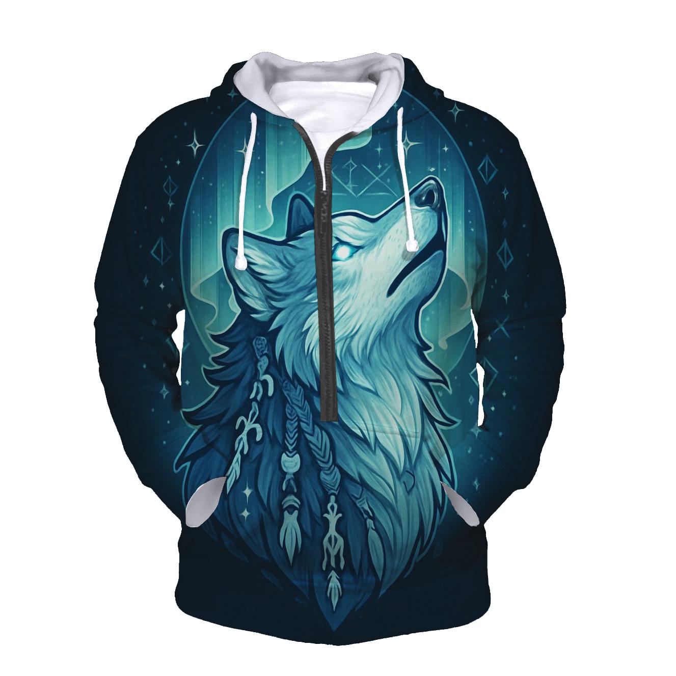 Aurora Bone Shaman Wolf hoodie designs