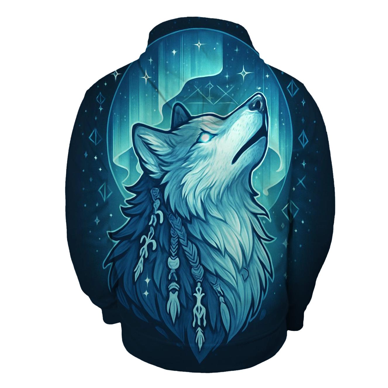 Aurora Bone Shaman Wolf hoodie designs
