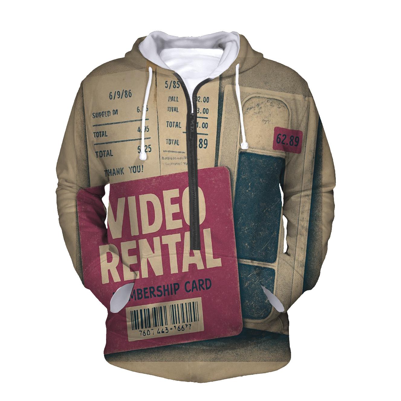 Faded 1980s Video Rental Membership Card Collage pullover hoodies