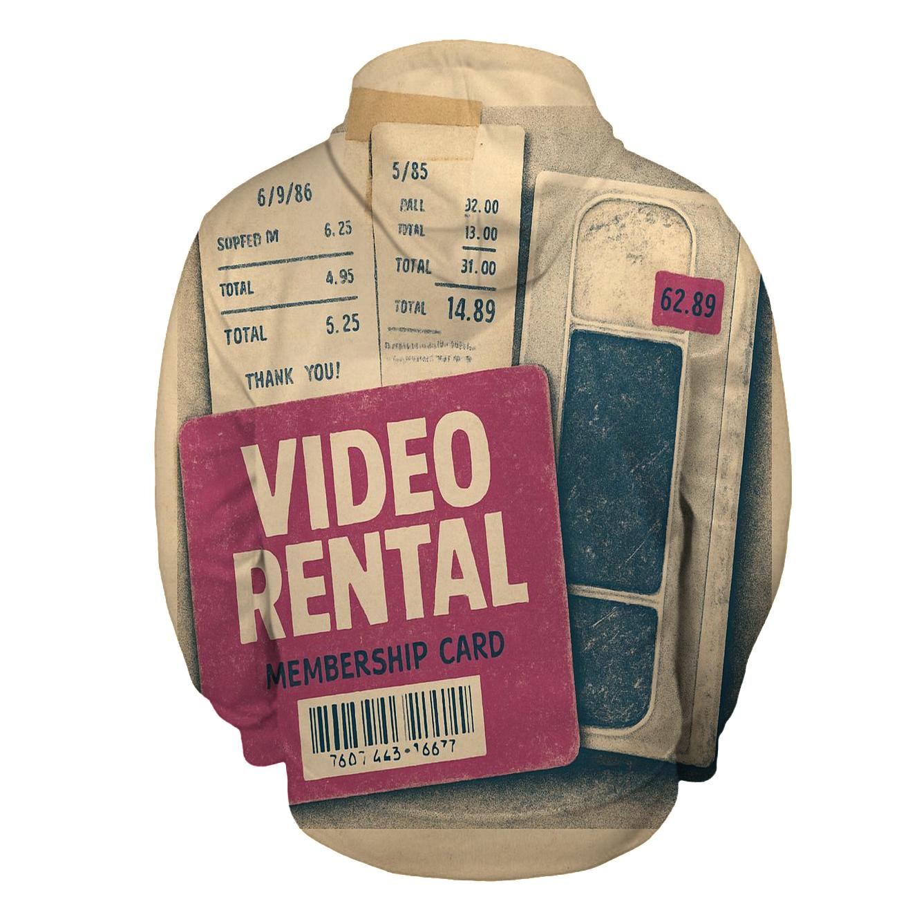 Faded 1980s Video Rental Membership Card Collage pullover hoodies