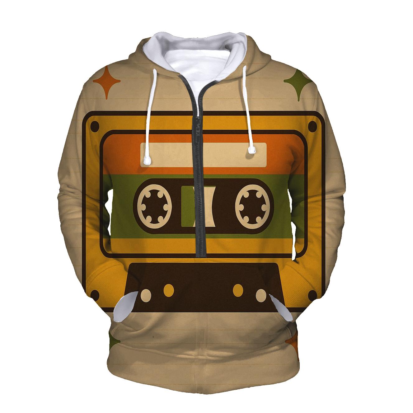 Cassette Tape Color Block Rhythm custom hoodies