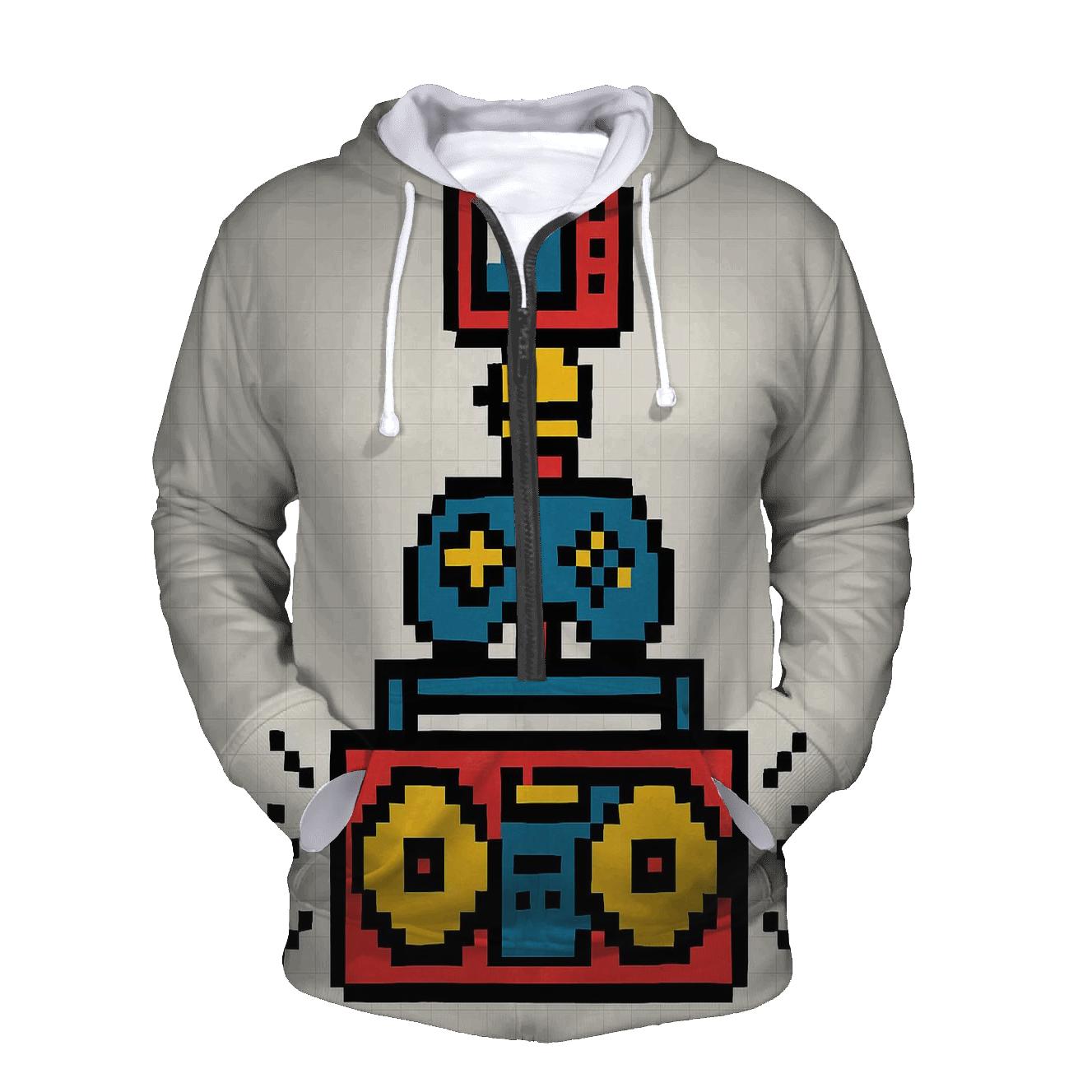 Pixel Arcade Boombox Totem pullover hoodies