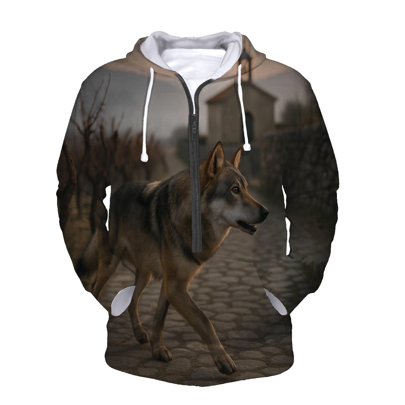 Iberian Wolf Threading A Dawn Vineyard Terraced Valley zip-up hoodies