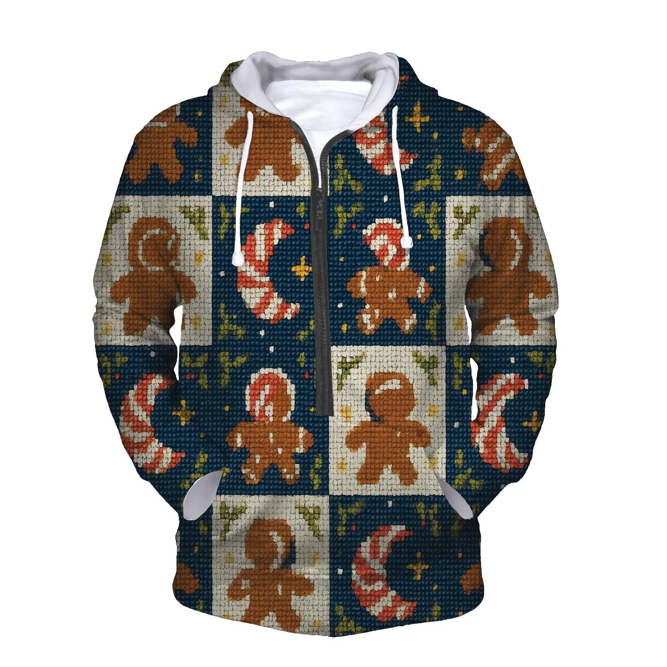 Gingerbread Astronaut Grid Parade Design premium hoodies