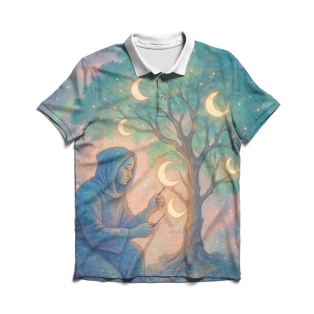 Moon Phase Orchard branded logo polo shirts