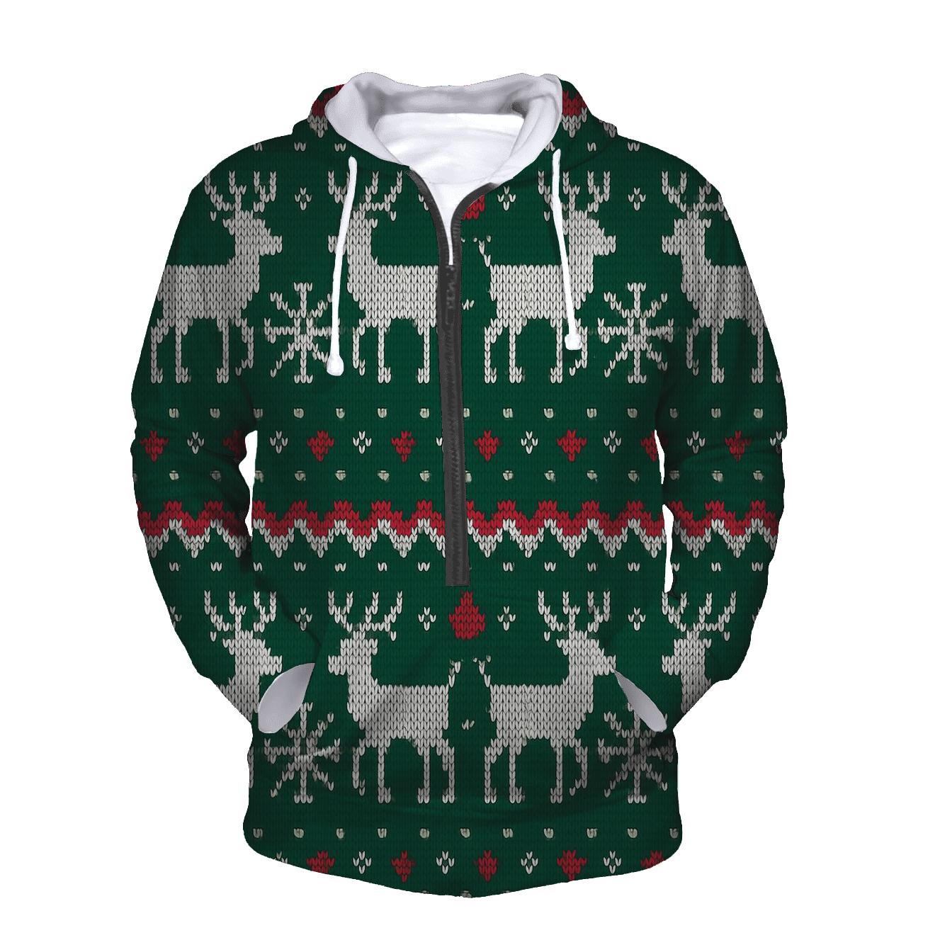 Reindeer Constellation Fair Isle Bands Design lightweight hoodies