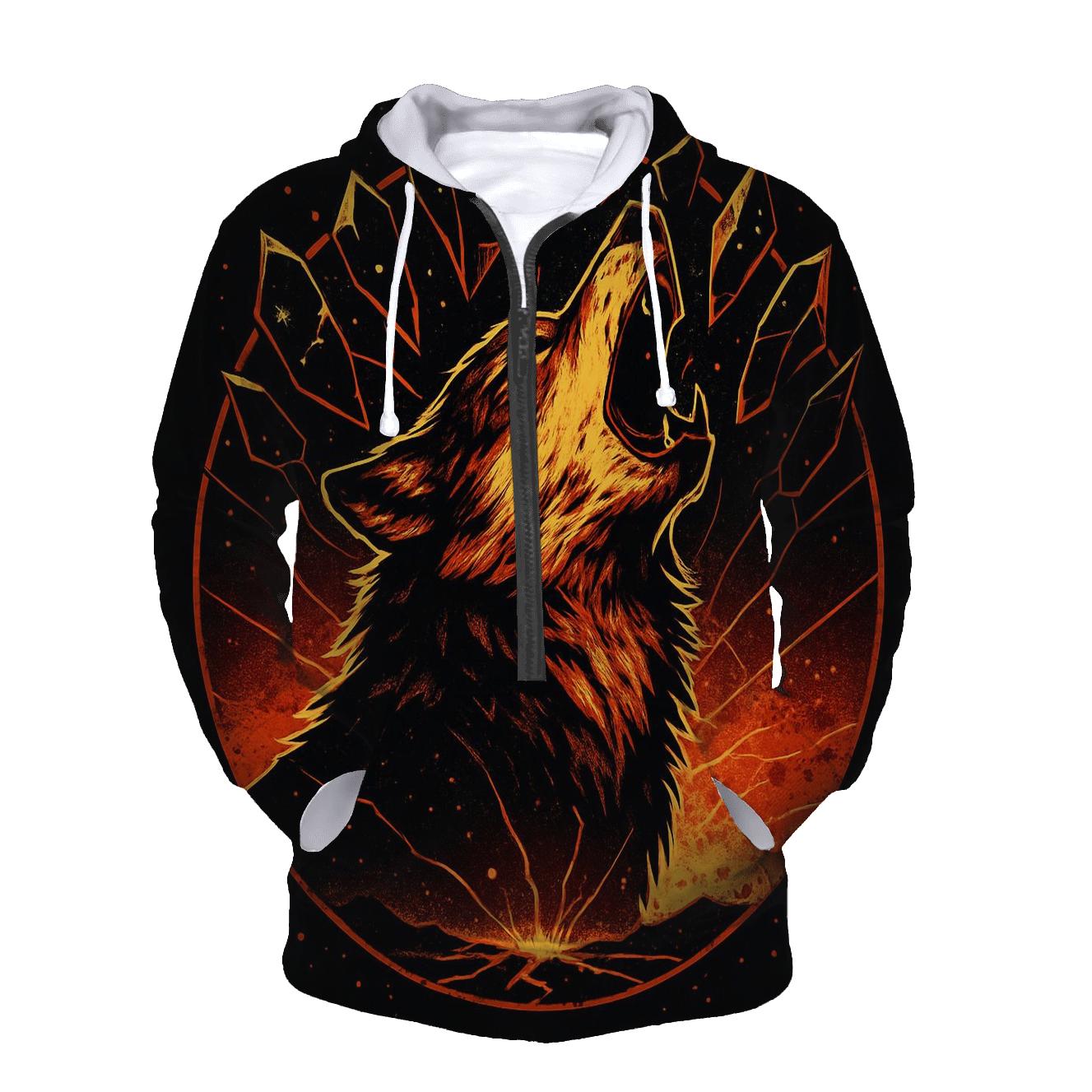 Volcanic Mirror Howl Wolf hoodies fashion