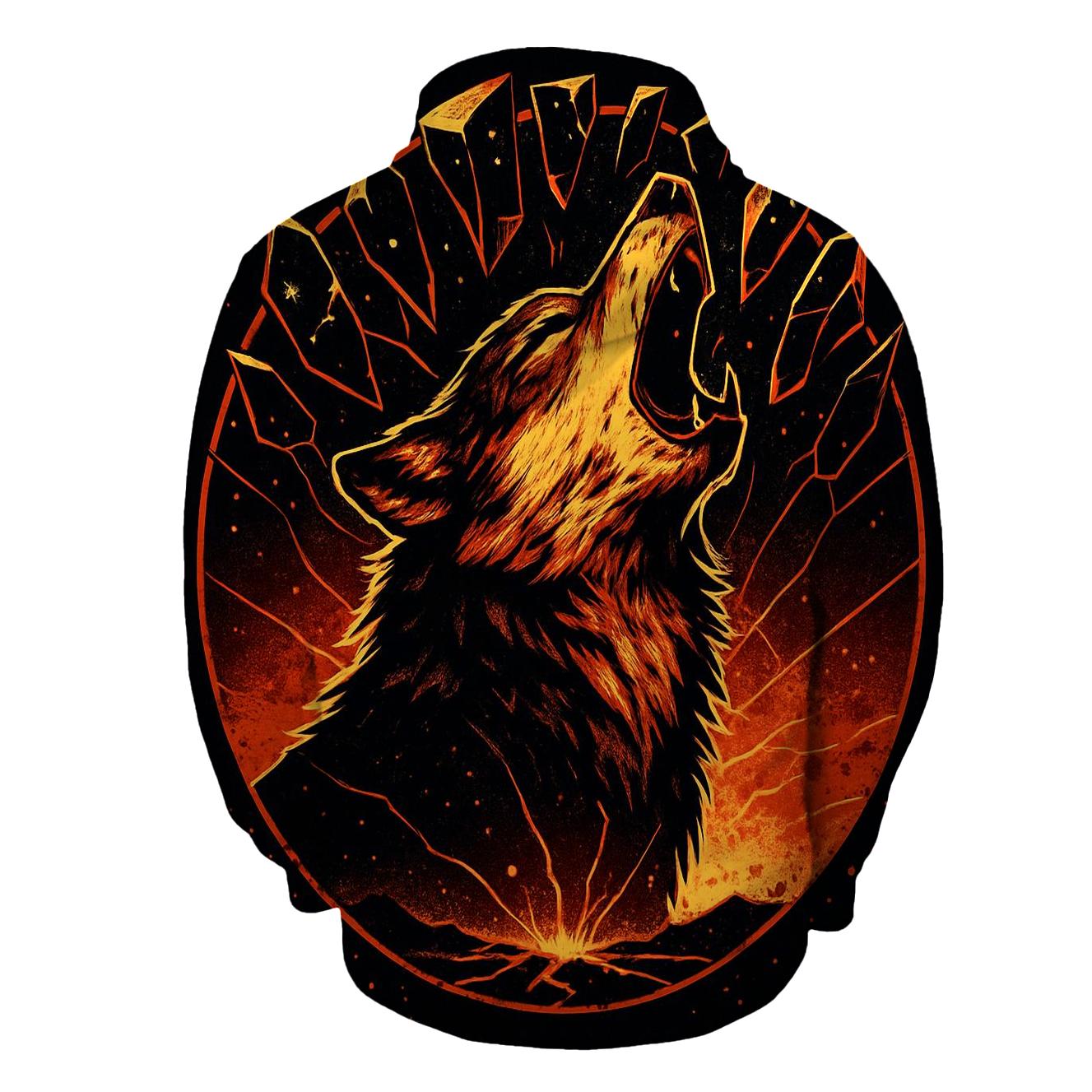 Volcanic Mirror Howl Wolf hoodies fashion