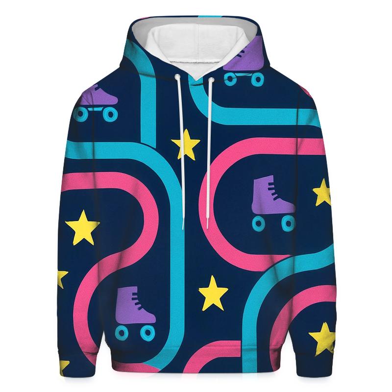 Neon Roller Rink Floorplan printed hoodies