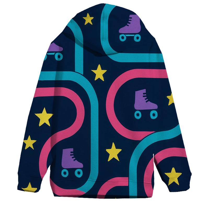 Neon Roller Rink Floorplan printed hoodies