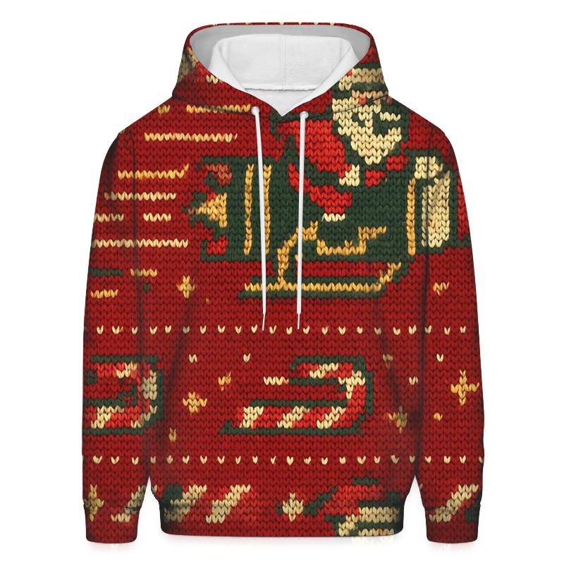 Santa Rocket Sleigh Stripework Design hoodies fashion