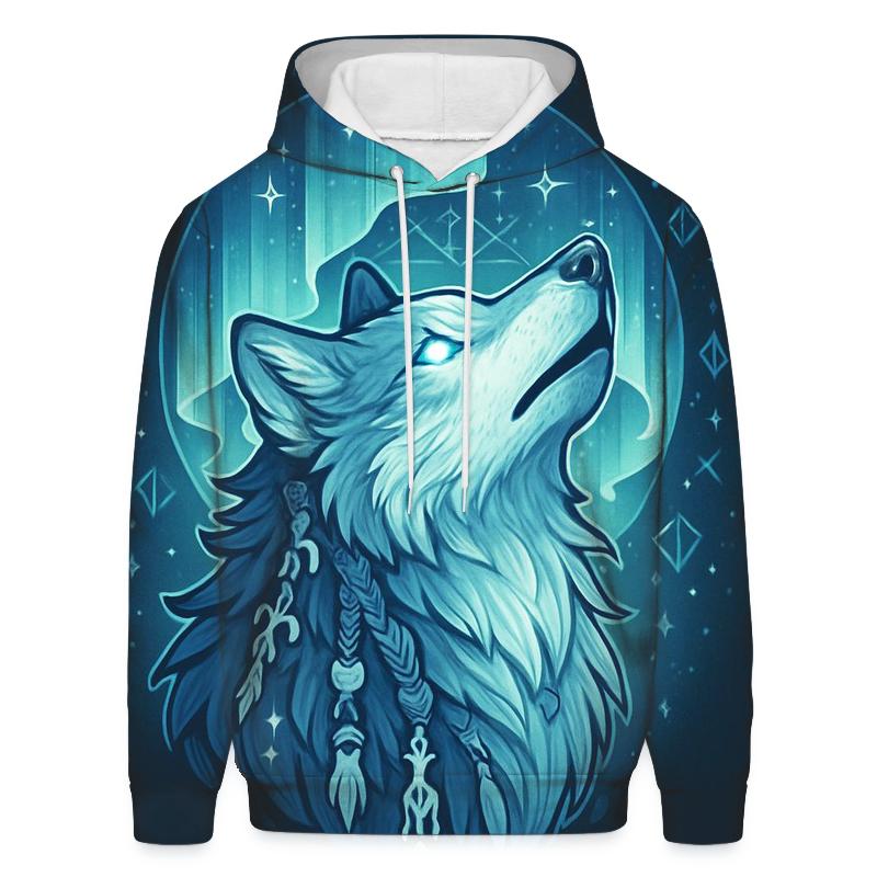 Aurora Bone Shaman Wolf graphic hoodies