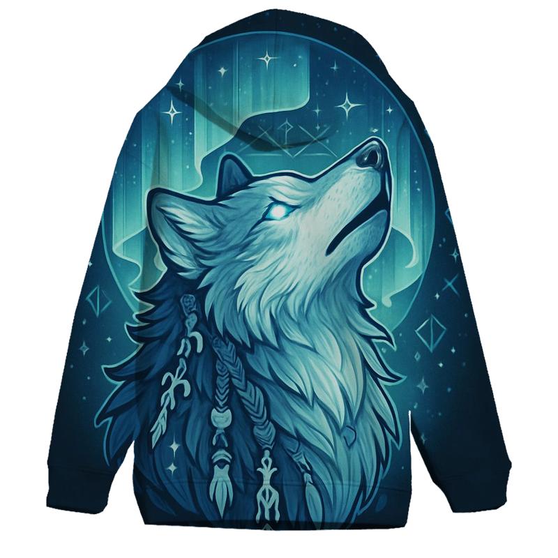 Aurora Bone Shaman Wolf graphic hoodies