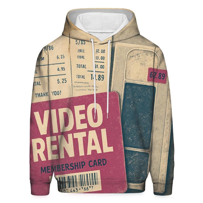 Faded 1980s Video Rental Membership Card Collage heavyweight hoodies