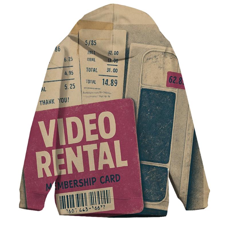 Faded 1980s Video Rental Membership Card Collage heavyweight hoodies