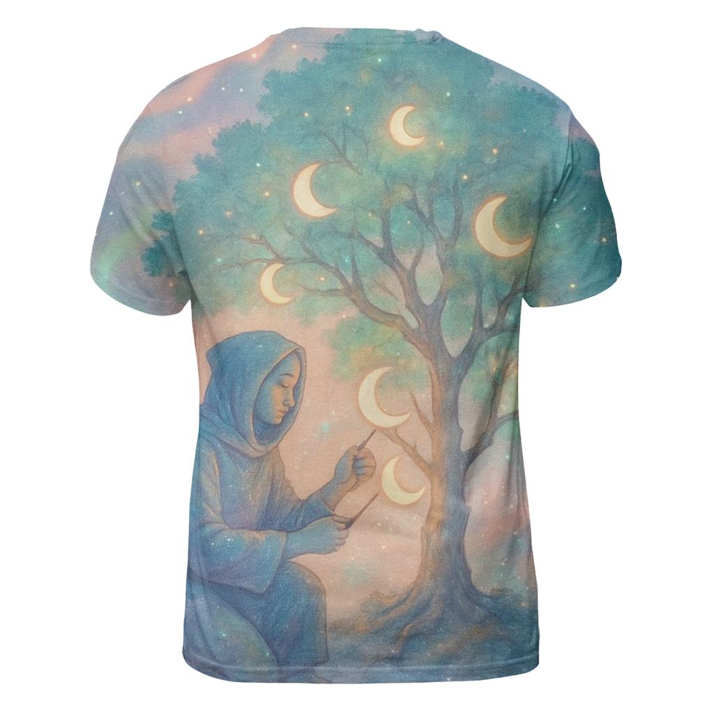 Moon Phase Orchard artistic all-over print tops