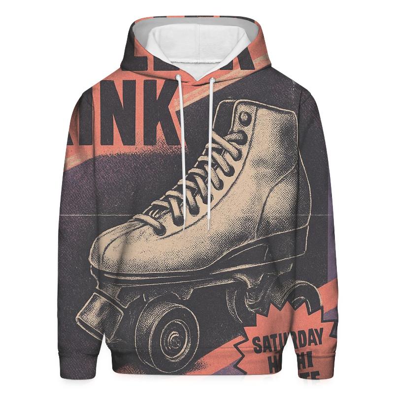 Retro 1990s Roller Rink Night Flyer With Neon Fade graphic hoodies