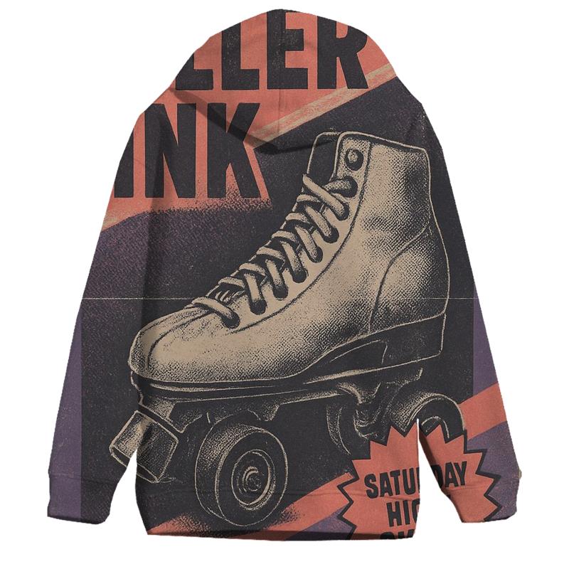 Retro 1990s Roller Rink Night Flyer With Neon Fade graphic hoodies