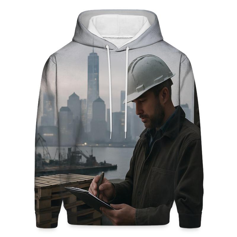 Brooklyn Navy Yard Dawn With Working Waterfront Skyline printed hoodies