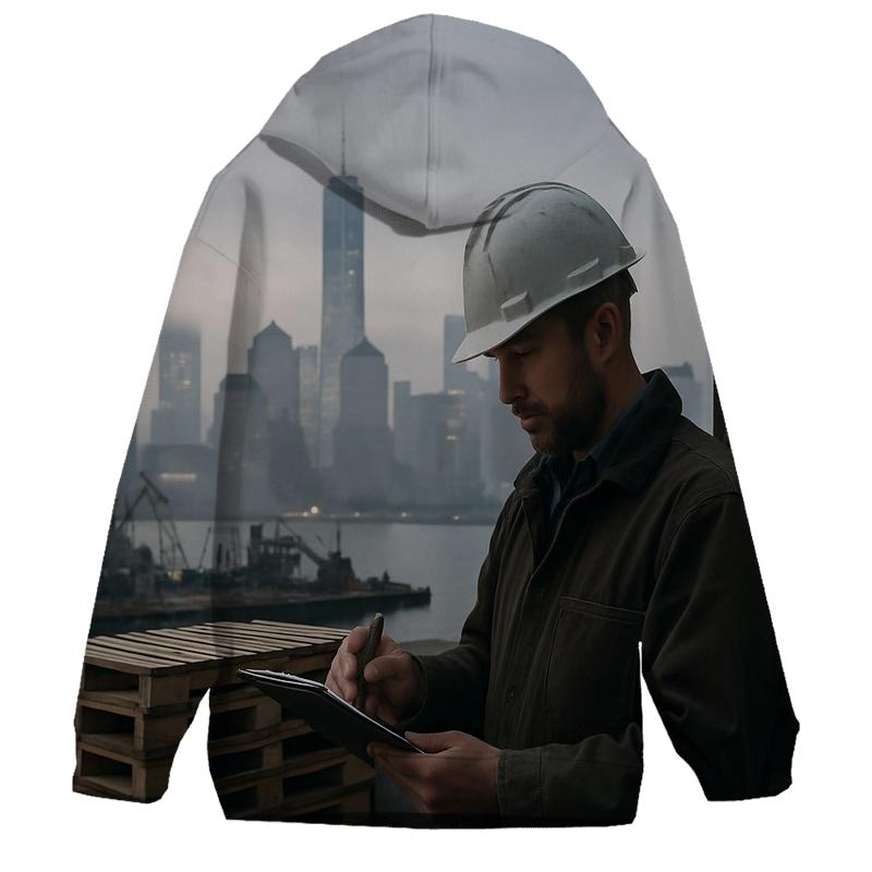 Brooklyn Navy Yard Dawn With Working Waterfront Skyline printed hoodies