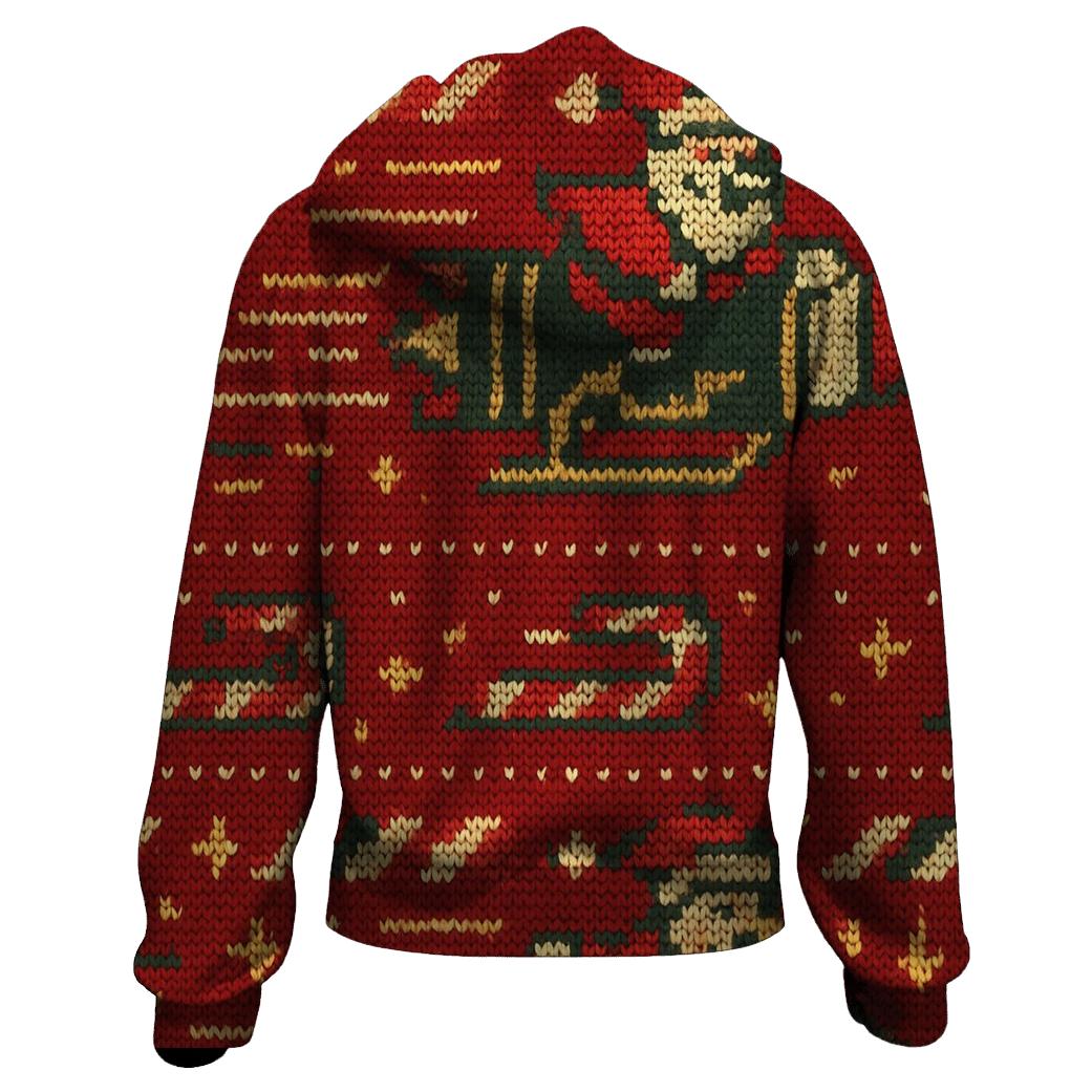Santa Rocket Sleigh Stripework Design heavyweight hoodies