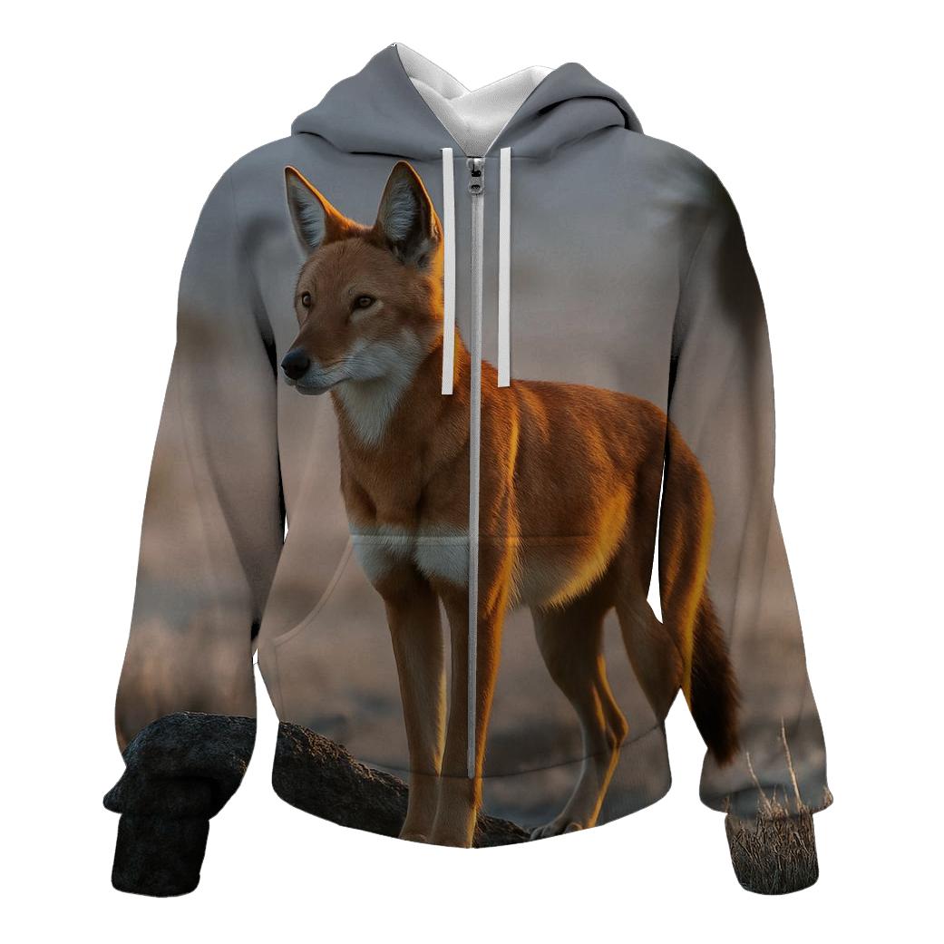 Ethiopian Wolf Sentinel Above The Lobelia Moor heavyweight hoodies