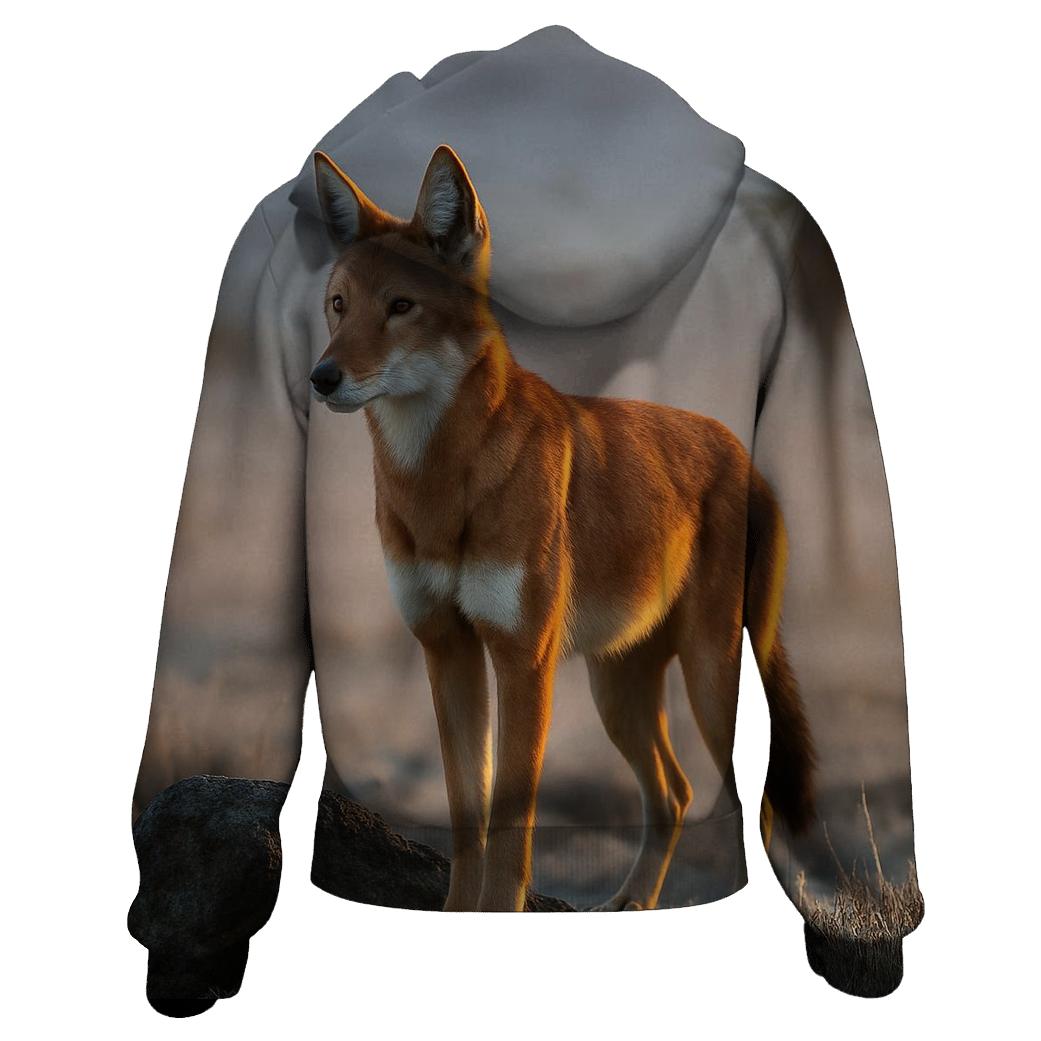 Ethiopian Wolf Sentinel Above The Lobelia Moor heavyweight hoodies