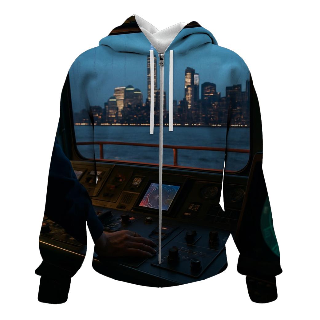 Rainy Blue Hour From The Staten Island Ferry Bridge graphic hoodies