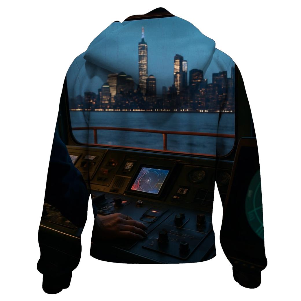 Rainy Blue Hour From The Staten Island Ferry Bridge graphic hoodies