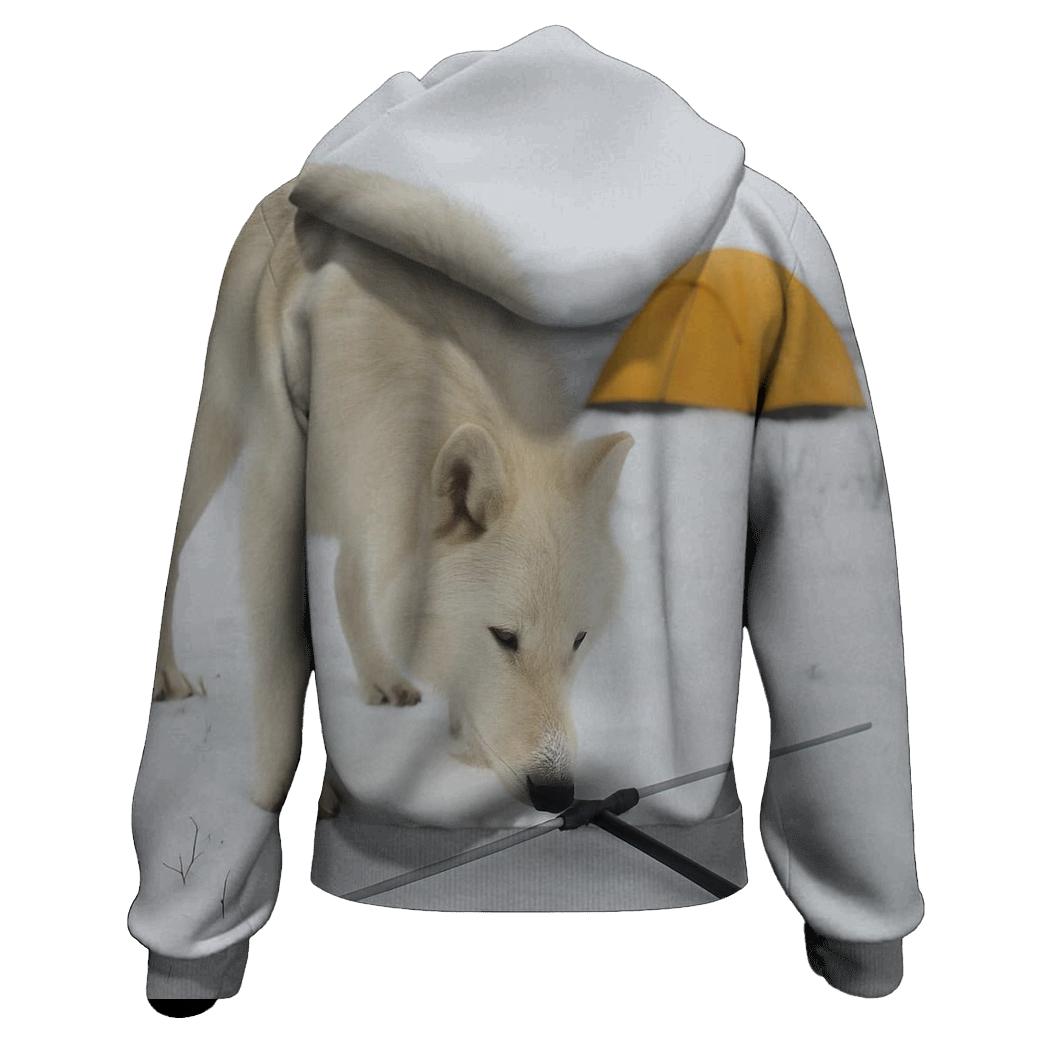 Arctic Wolf Research Collar Check At A Tundra Field Camp printed hoodies