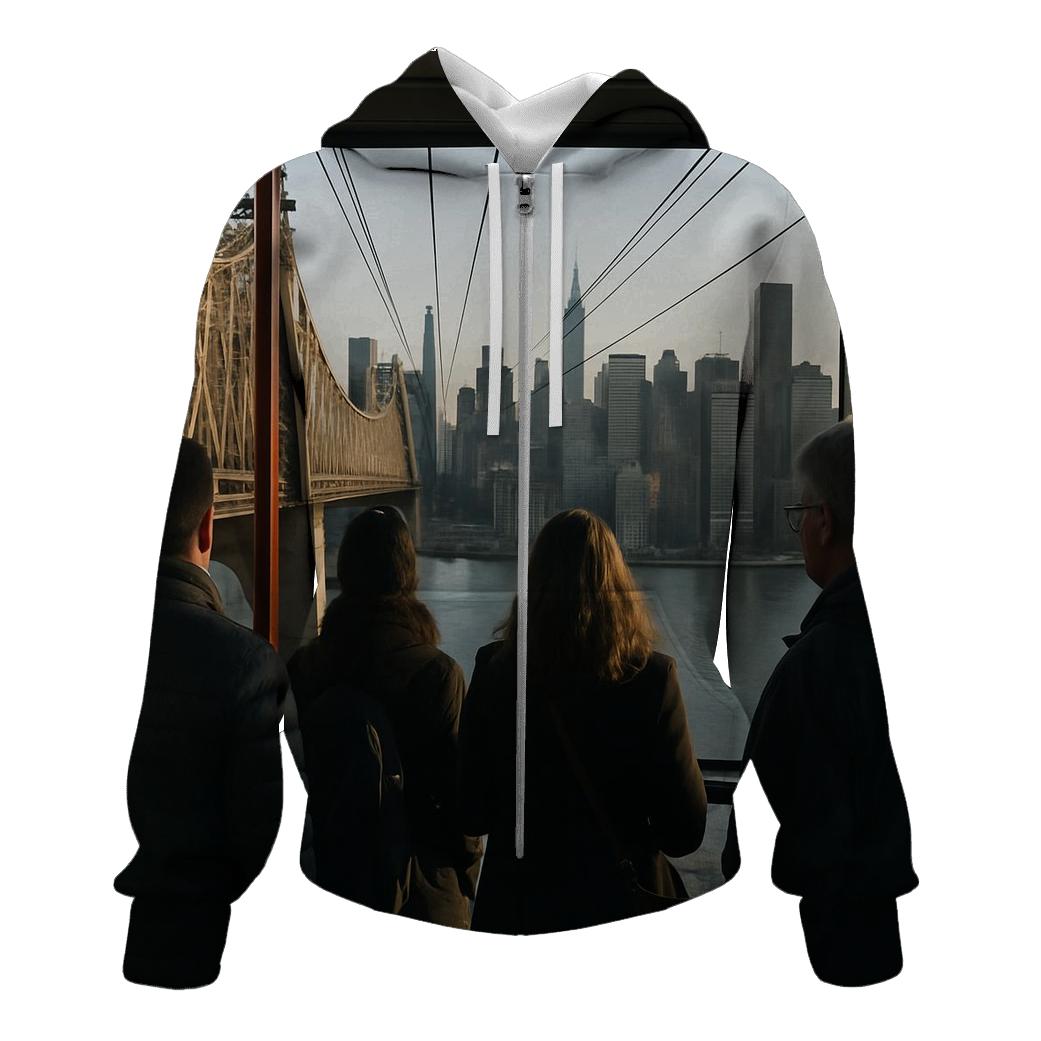 Roosevelt Island Tram Window Over The East River custom hoodies
