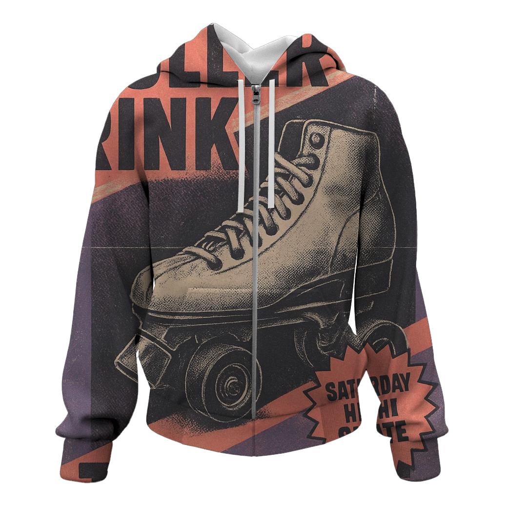 Retro 1990s Roller Rink Night Flyer With Neon Fade designer hoodies