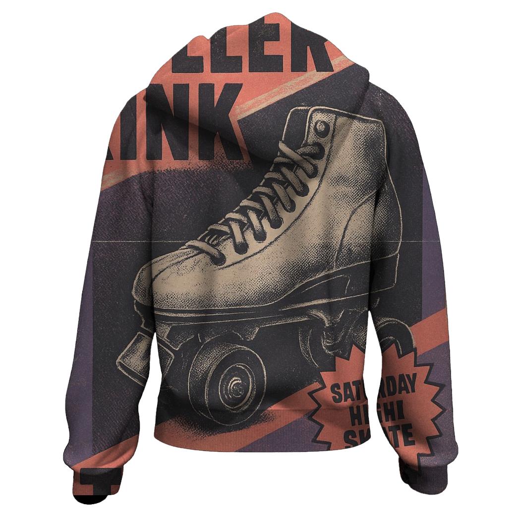 Retro 1990s Roller Rink Night Flyer With Neon Fade designer hoodies