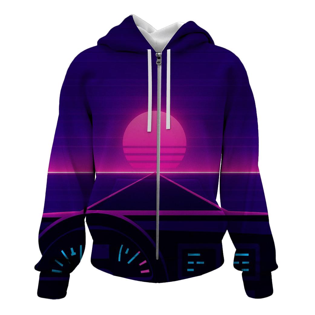 VHS Night Drive Dashboard embroidered hoodies